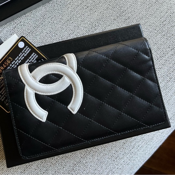 Chanel Black Cambon Bifold with White CC